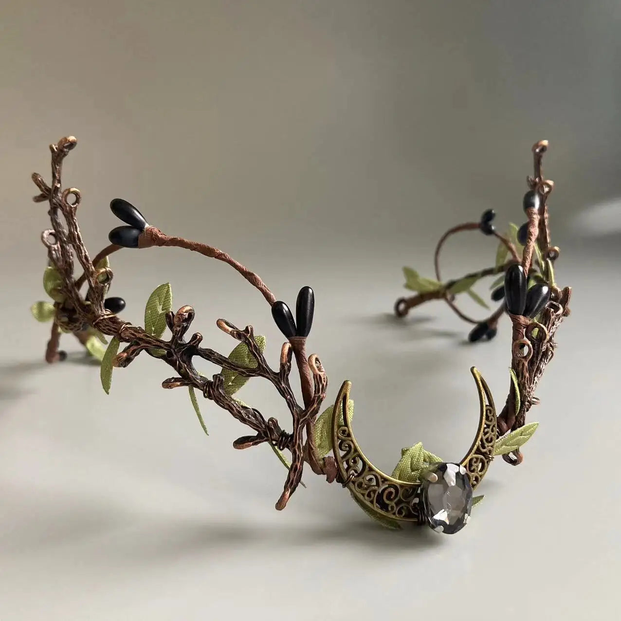 Woodland Vintage Black Elven crown Gothic Wedding Fairy Crown elf Tiara Gothic Headdress Headband goblincore crown elf crown