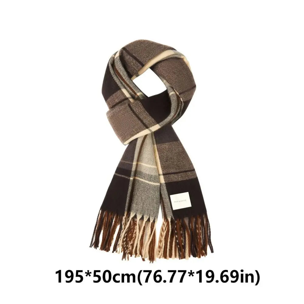 Thicken Tassel Plaid Wool Scarf Retro Green Plush Long Shawl Cashmere Shawl Wool Scarves Cape Wraps Autumn Winter