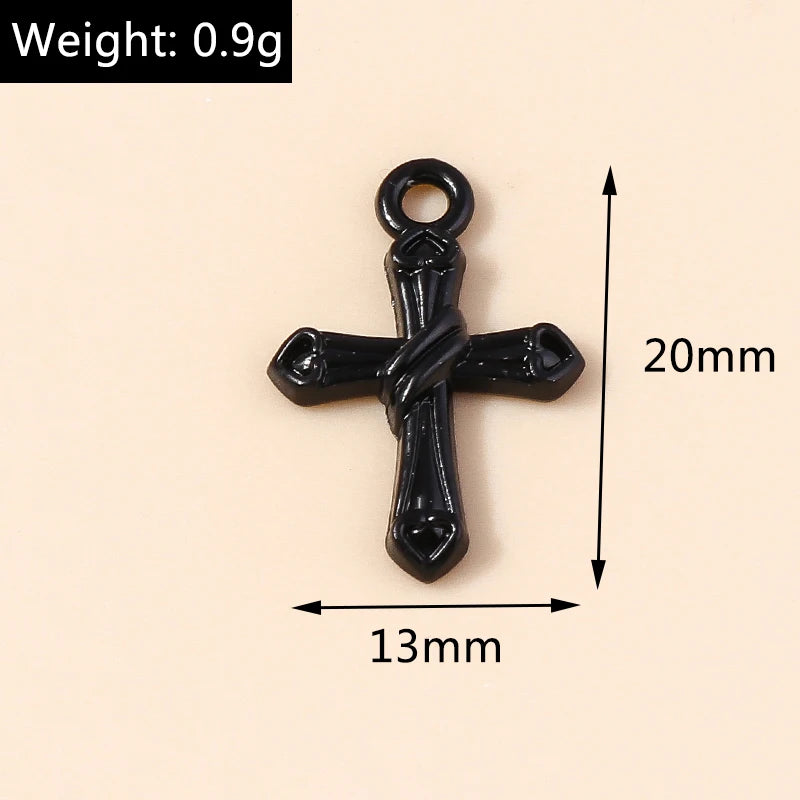 10pcs Steampunk  Crosses Charms for Jewelry Making Black Color Rose Cross Charms Pendant Necklace Keychain Diy Jewelry Findings