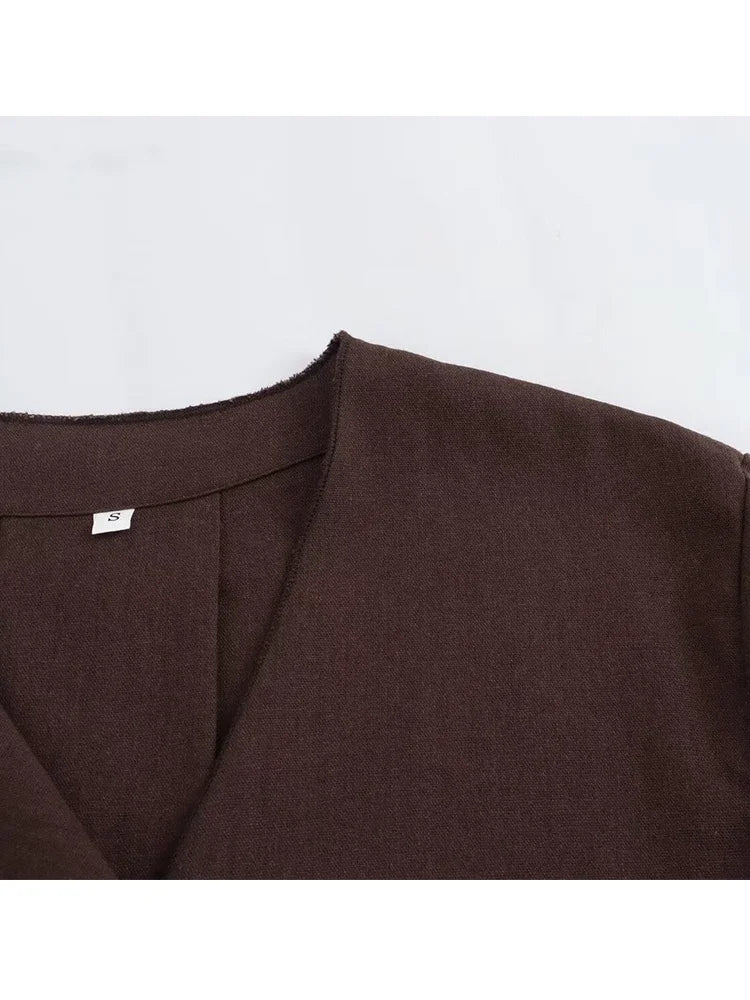 Fashion Linen 2 Pieces Women 2024 Spring Summer Kimono Style Loose Lace Up Shirts Tops Women's Wide Leg Pants Sets