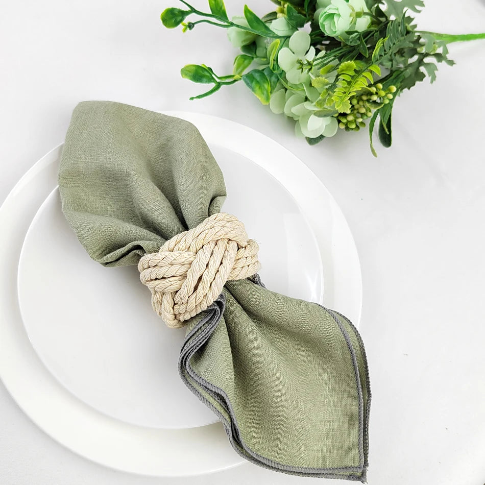 Set Of 4 Pure Linen Napkins Cloths Reusable 40x40cm Soft Comfortable Fabric Kitchen Accessories for Wedding Birthday Parties