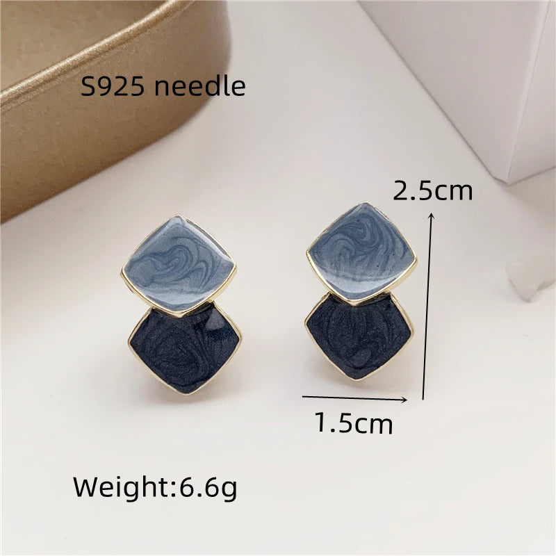 Big Heart Stud Earrings for Women Girl Korean Love Drop Glaze Aesthetic Daily Life Minimalist Jewelry