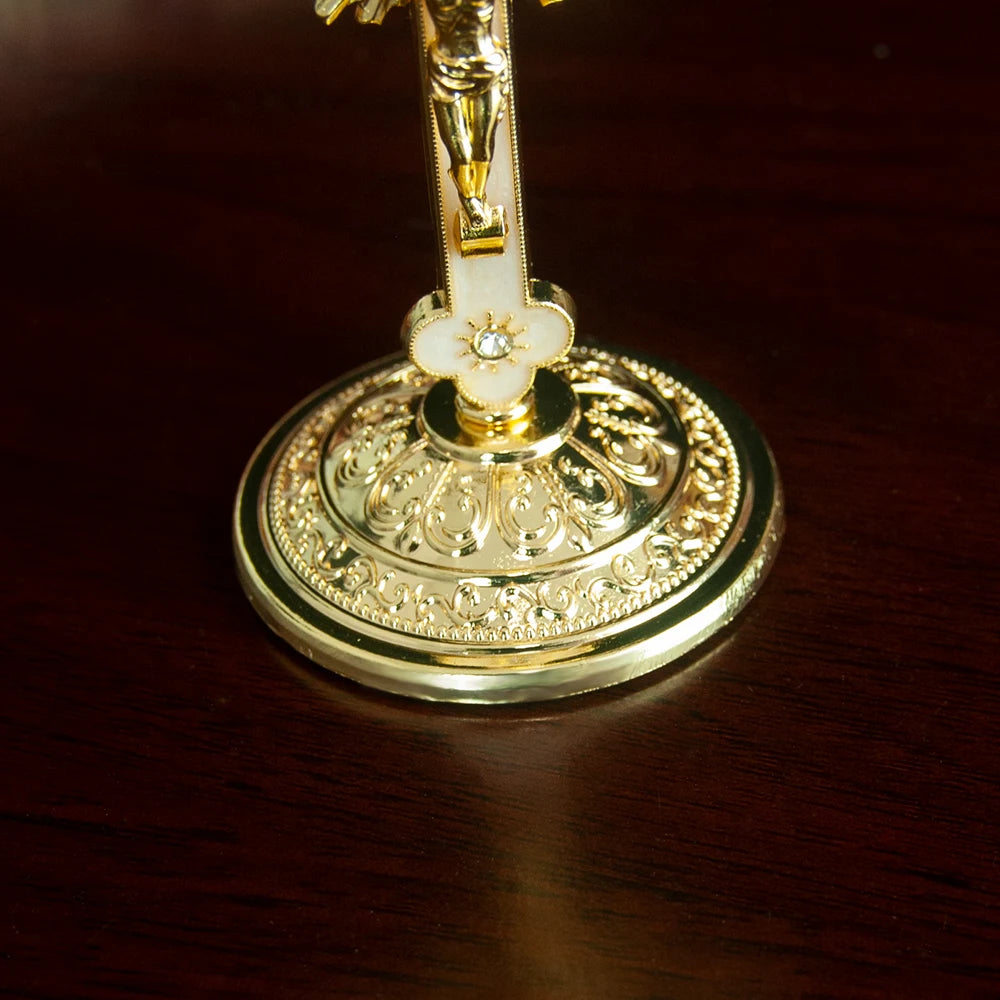 Catholic Cross, Metal Standing Cross Crucifixion Cross Religious Tabletop Decoration Gift for Faithful