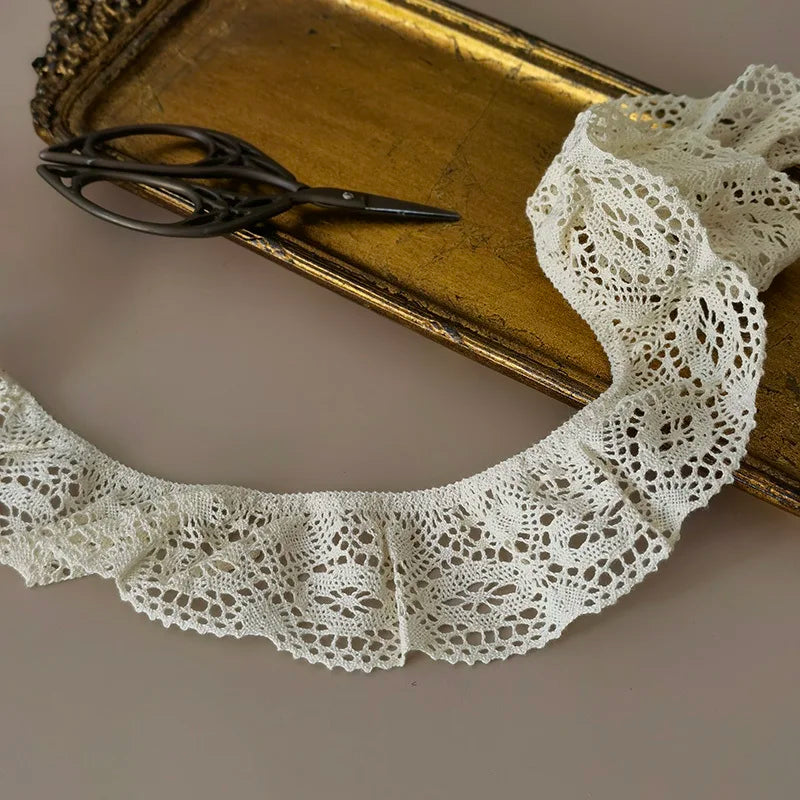 Cotton Embroidery Pleated Lace Cloth DIY Children's Clothes Body Skirt Pants Ruffled Trim Sewing Decoration Dentelle Ruban