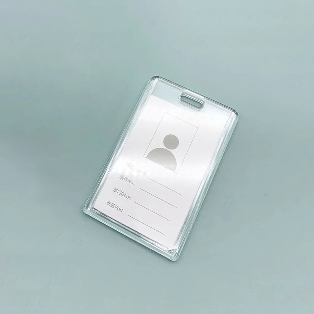 Transparent Acrylic Card Cover Case Lanyard Badge Holder Sliding Company Office Staff Employee ID Name Tag Pass Bus Card Sleeve