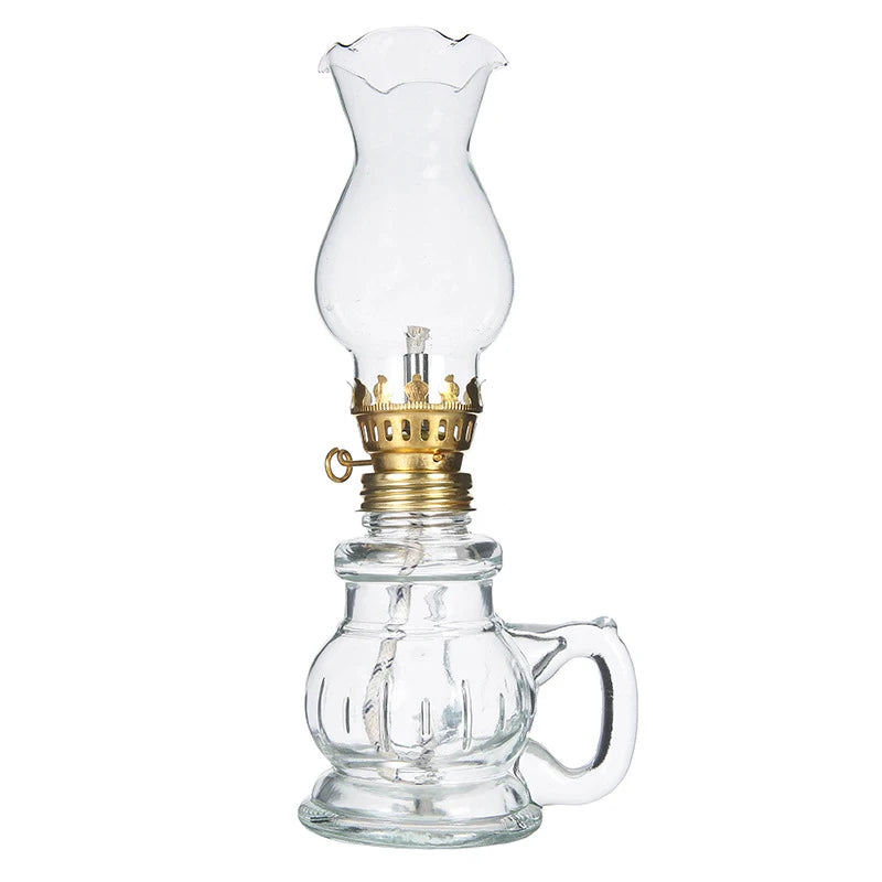 1pc Adjustable Flame Glass Kerosene Lanterns Retro Oil Lamp Glass Family Decorate Lights Portable Adornment Halloween Room Decor