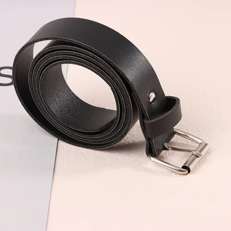 100CM Leather Belt Fashion Waist Belts Metal Buckle Waistband Pants Decorative Belt Clothing Accesories