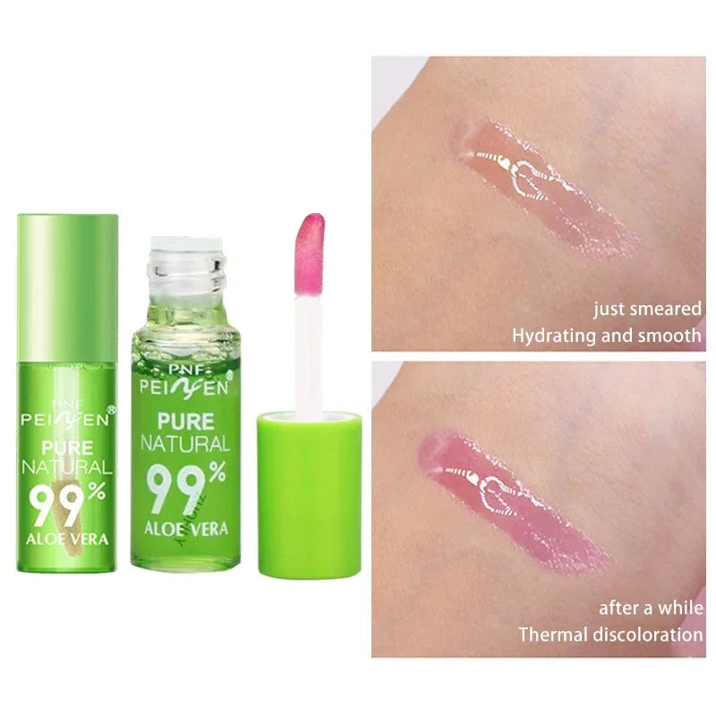 1PCS Moisturizing Natural Aloe Essence Lip Gloss Changable Color Portable Waterproof Long Lasting Nutritious Lips Care Lipstick