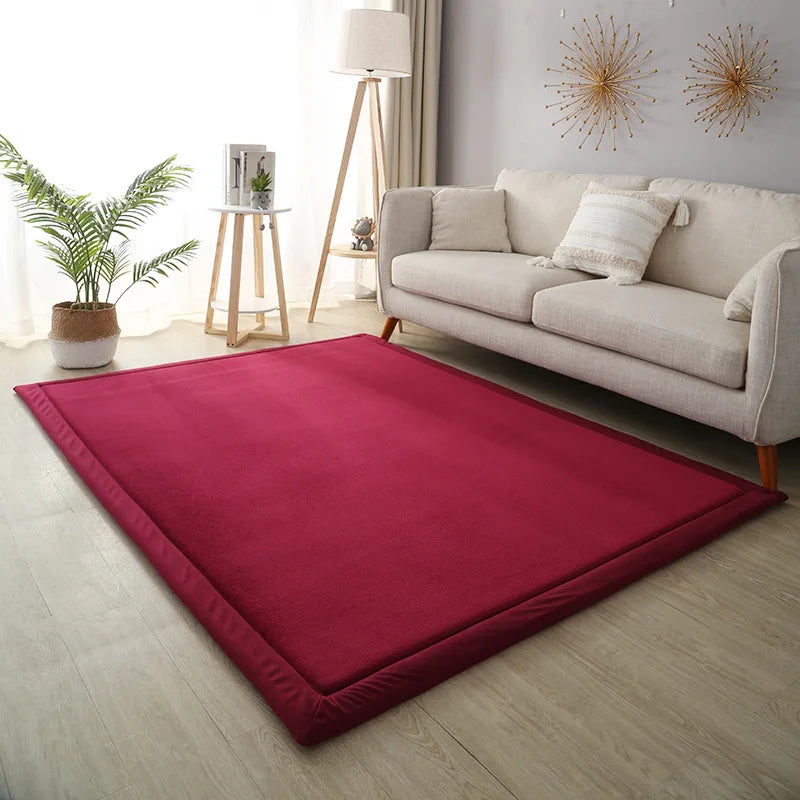 Thick Solid Color Rectangular Carpet For Living Room Ckildren Bedroom Play Rug Bay Window Soft Mat Baby Anti-fall Crawling Pads