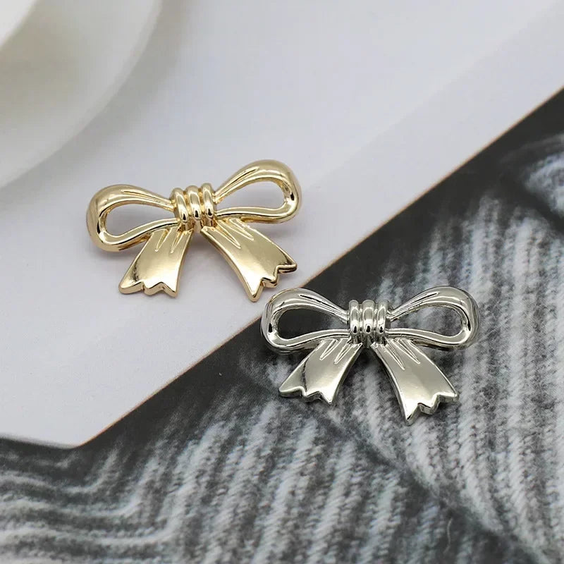 10pcs Golden Bow Shaped Metal Buttons,Sewing Accessories for Clothing Buttons, Suitable for Knitting Sweaters, Dresses, Shirts