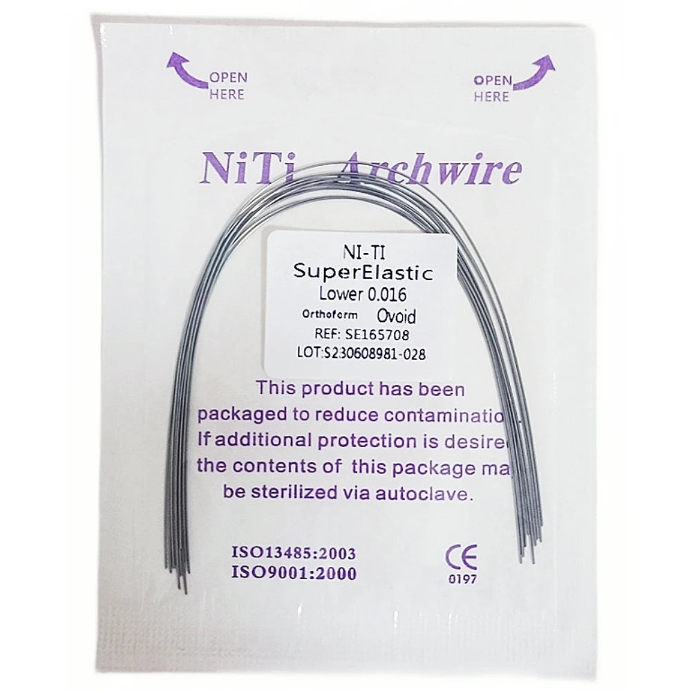 10pcs Dental Orthodontic Arch Wires Niti Archwires Natural/Ovoid Form Round/Rectangular Shape Upper Lower for Braces