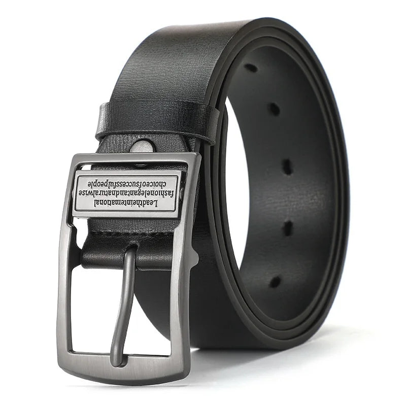 Business light luxury belt classic men's atmospheric belt antique alloy buckle texture leather belt young people fashion belt