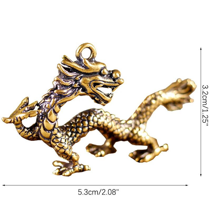 Chinese Beast Dragon Phoenix Statue Bronze Figurine Ornaments Antique Copper Mythical Animal Miniature Home Decoration Crafts