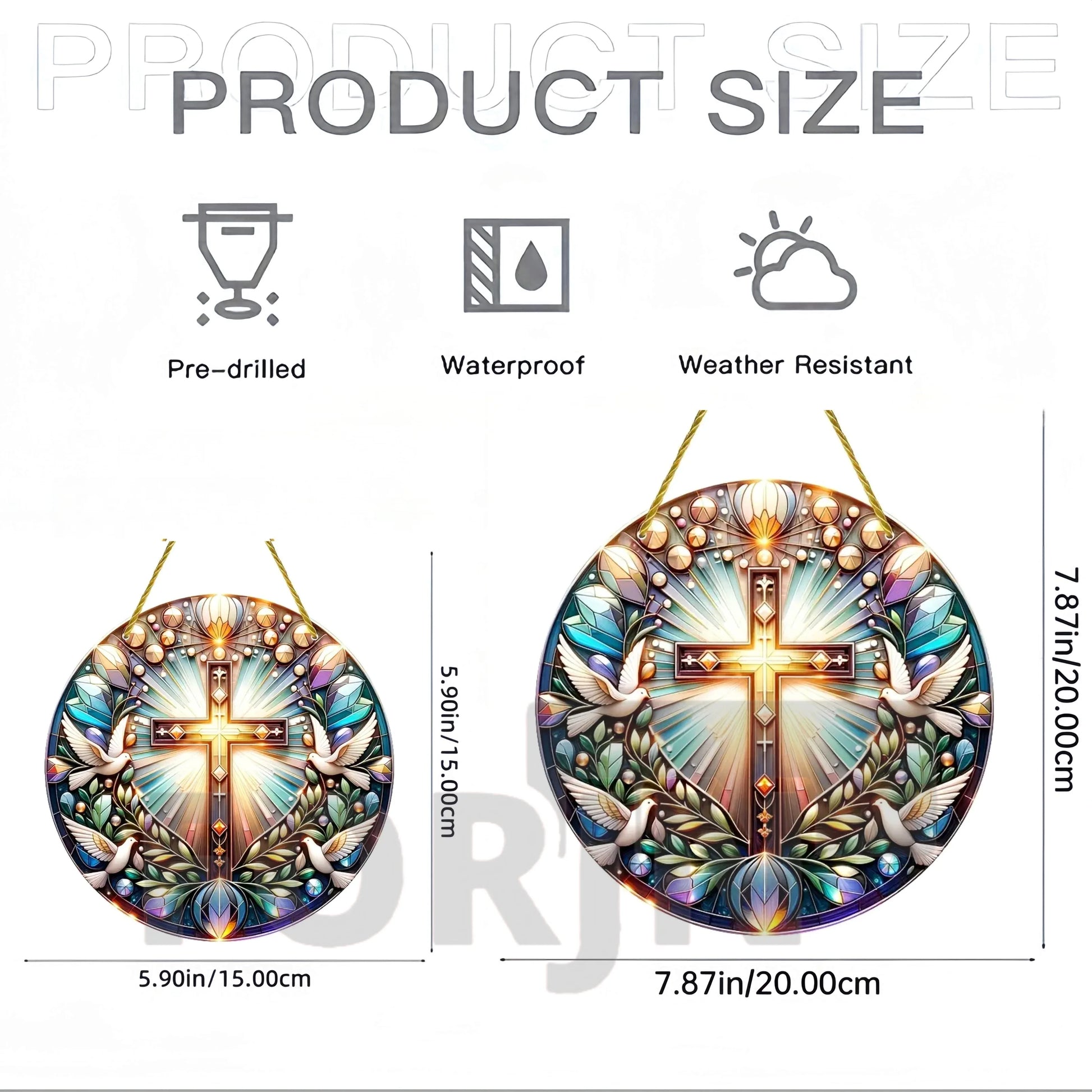 Cross Sun Catcher Acrylic Round Sign,Faux 3D Christianity Religious Pendant Plate,Home,Garden,Room,church,Holy Week&Easter Decor