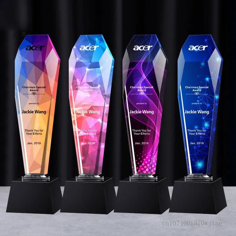 Creative High-end Crystal Trophy, Customized Lettering, Color Printing, Excellent Staff Team, annual Meeting Award