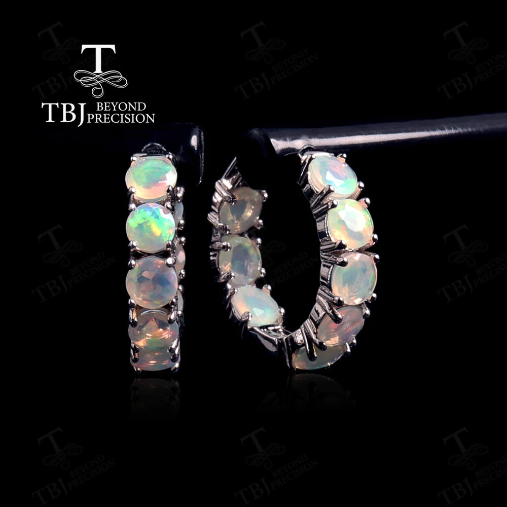 925 sterling silver Opal Earring Simple 16pcs round 4mm natural gemstones colorstone fine jewelry for women  nice gift TBJ 2024