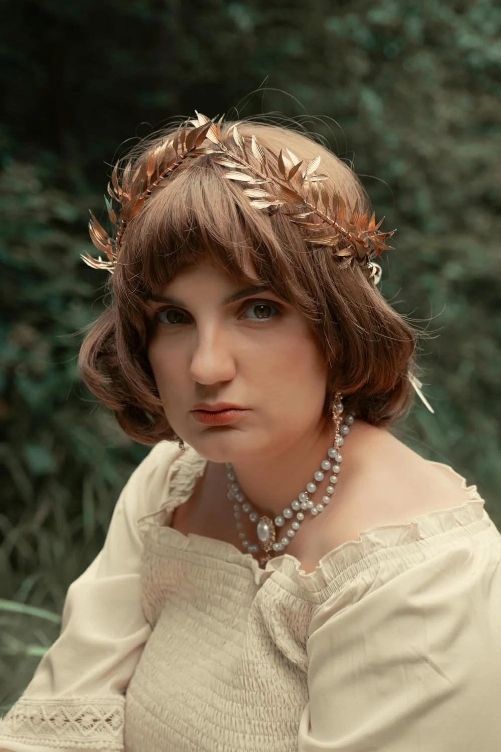 Woodland Leaf Crown Medieval Laurel Headband Greek Forest Headpiece Elf God Circlet for King Men Adult Renaissance Toga Cospay