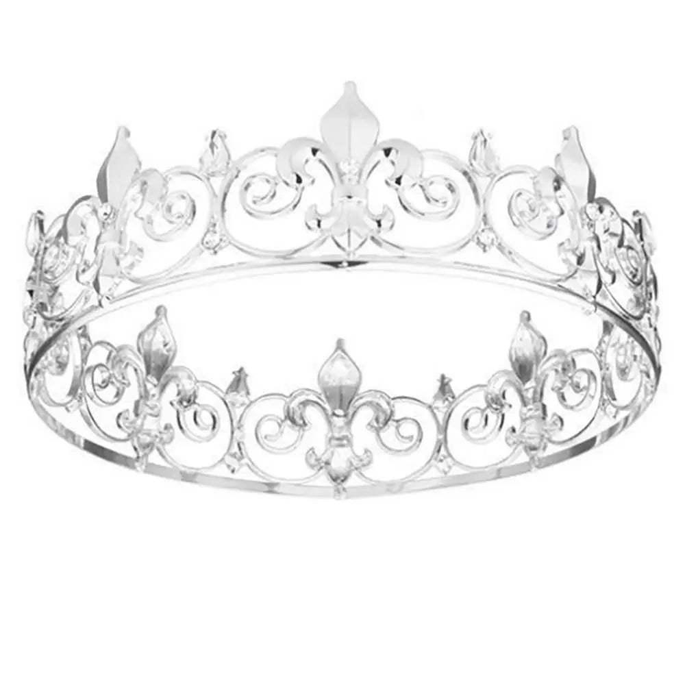 Bar Mitzvah Crown King Crown Hair Hoop Headband Metal Prince Crowns Korean Style Hair Accessories Round Tiaras Girls Gift