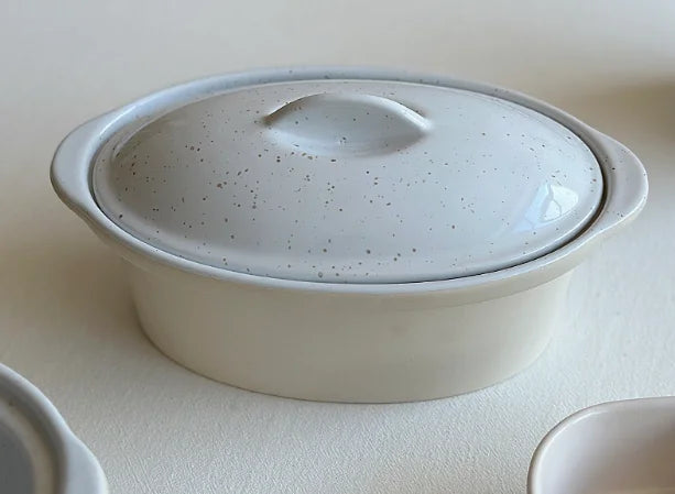 Korean Style Simple Ceramic Bowl Oval Shape Solid Color Large Capacity Soup Bowl High Quality Household Rice Tablewares