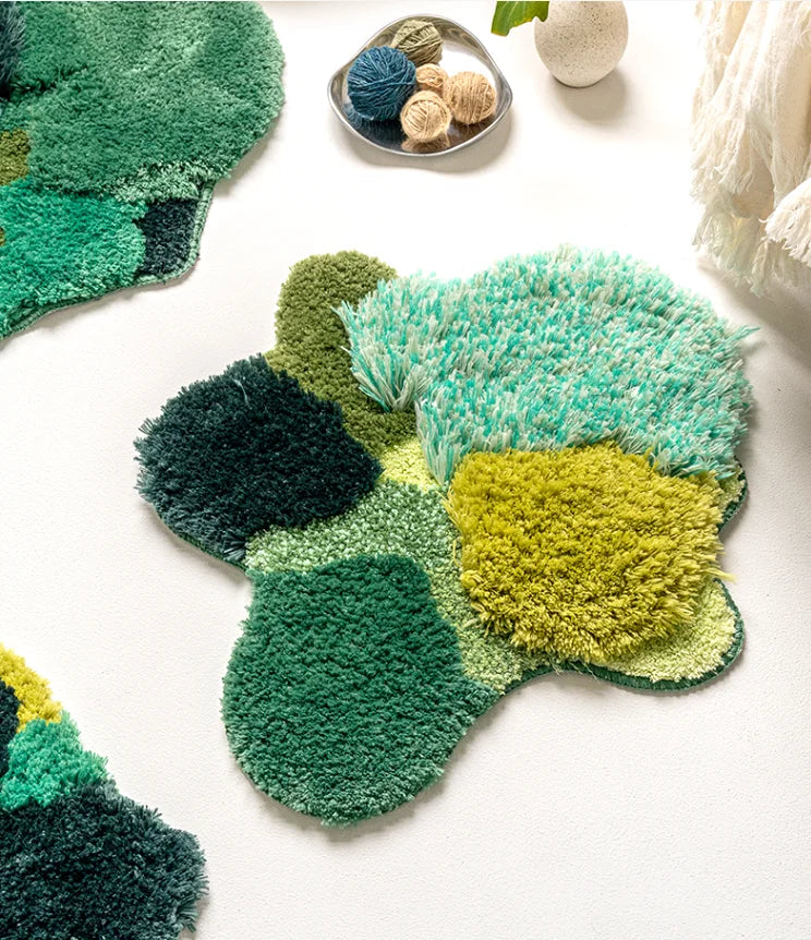 Nordic 3D Lawn Moss Rugs Carpet for Bedroom Living Room Green Forest Irregular Home Decor Chic Room Floor Mat Bedside Area Rug