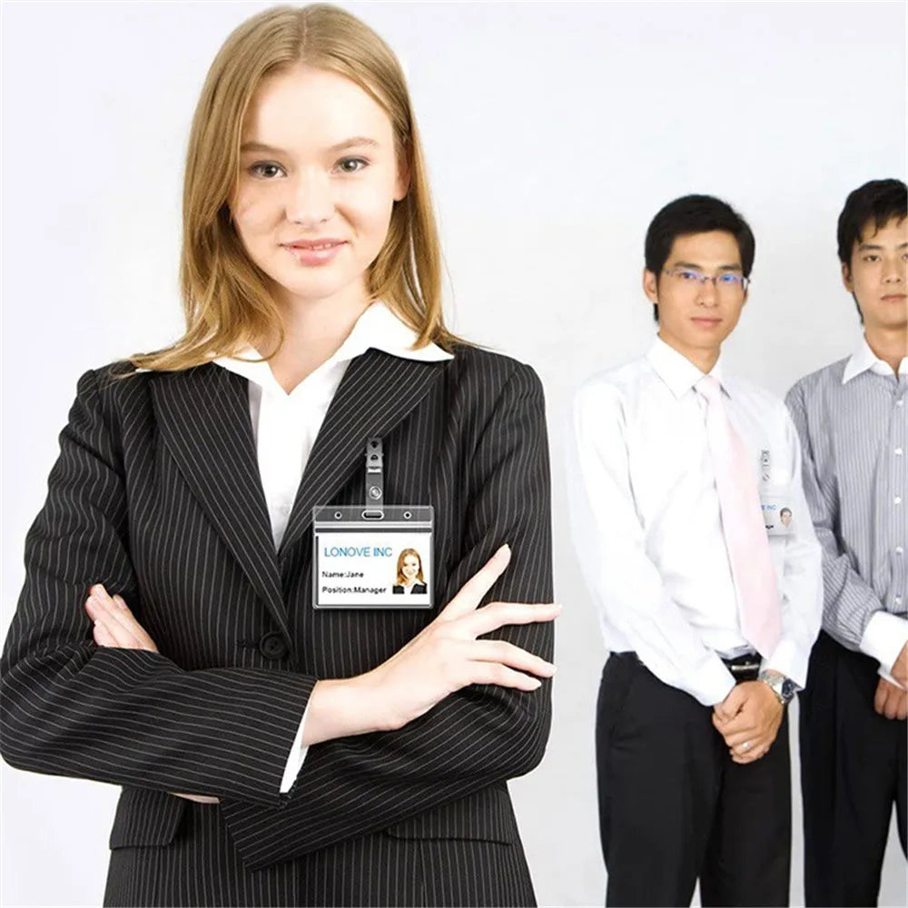 1pc Clear Office Staff Card Cover Case Protect Sleeve Girl Student Id Name Bus Card Holder Case Badge Clip Accessories New