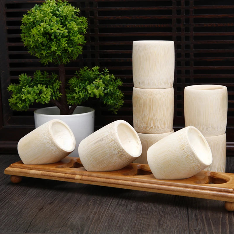 1PCS Natural Bamboo Teacup Chinese Wooden Water Cup Japanese Sake Cup Tea Beer Coffee Juice Drinking Mug Handmade