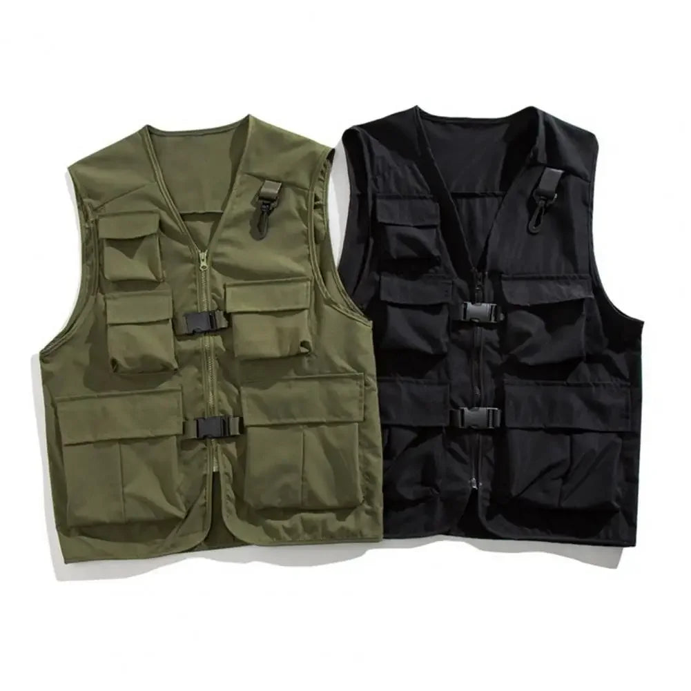 Summer Men Tactical Vest Coat Casual Photographer Waistcoat Mesh Work Sleeveless Multi Pockets Jacket Tools Pocket Cargo Vest