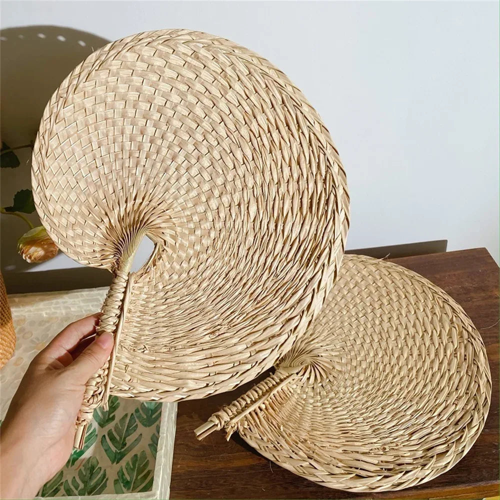1/10PCS Hand Fans Hand Made Fan Rattan Decoration For Wedding Natural Palm Leaf Woven Fans Wall Art Decor Farmhouse Ornaments