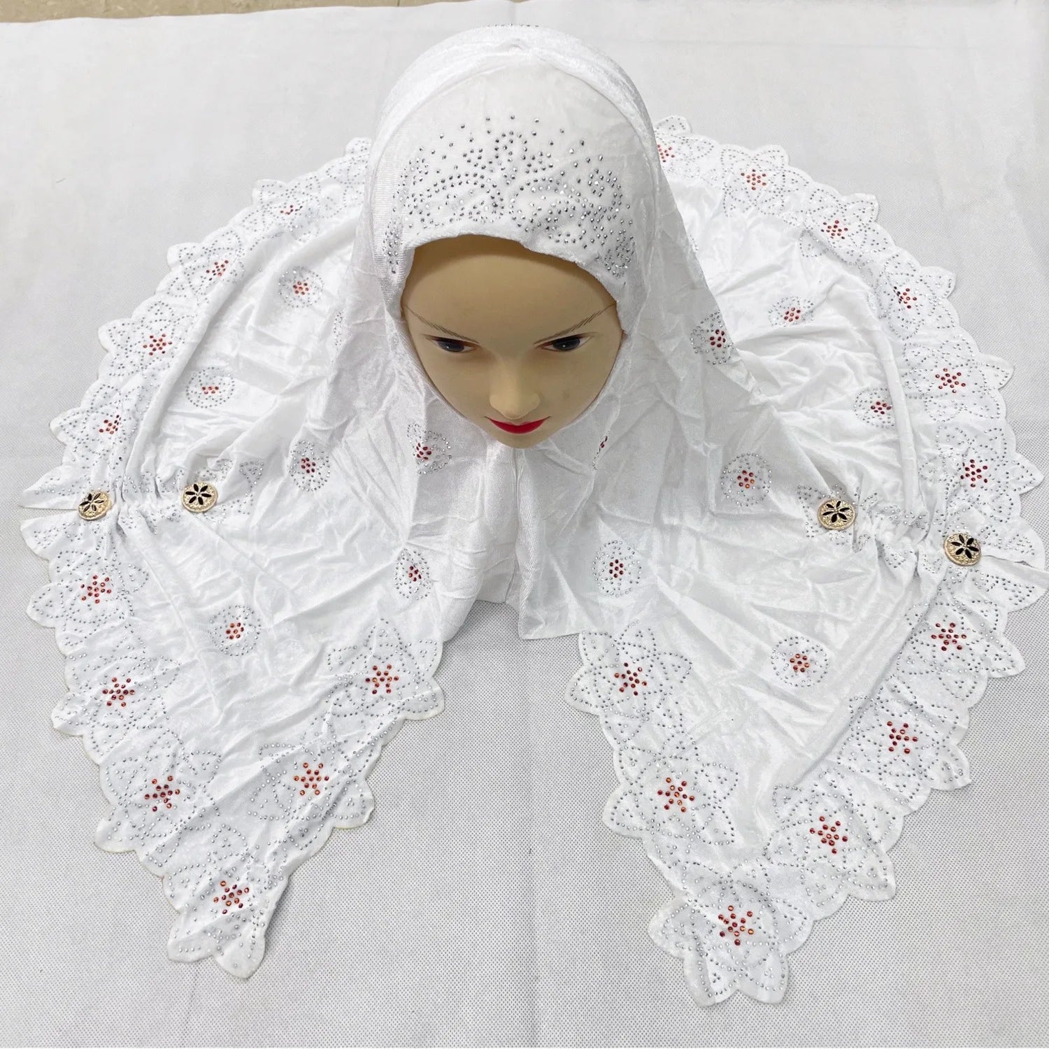 2024Fashion Muslim Cap For Women Beaded Hijab Muslim Turban Female Head Wrap Shawls and Wraps Foulard Femme 60*80Cm