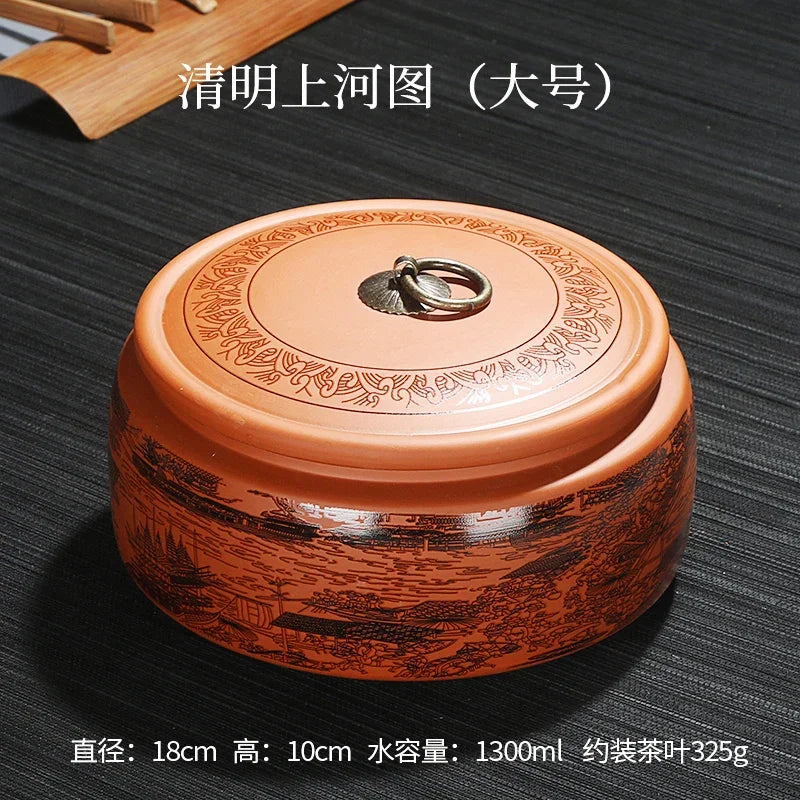 Purple Clay Tea Caddy Ceramic Large Airtight Pot Universal Half Catty Black Green Pu'er Tea Pot Household Storage Tank