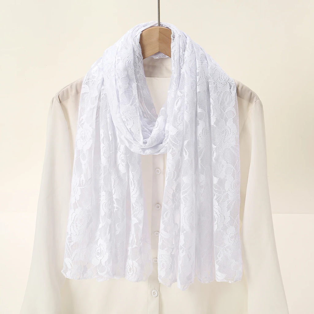 Elegant Rose Lace Shawl Wraps For Women Summer Hoasale Long Shwal Pashmina Ladies Decorate Stoles With Fashion Style