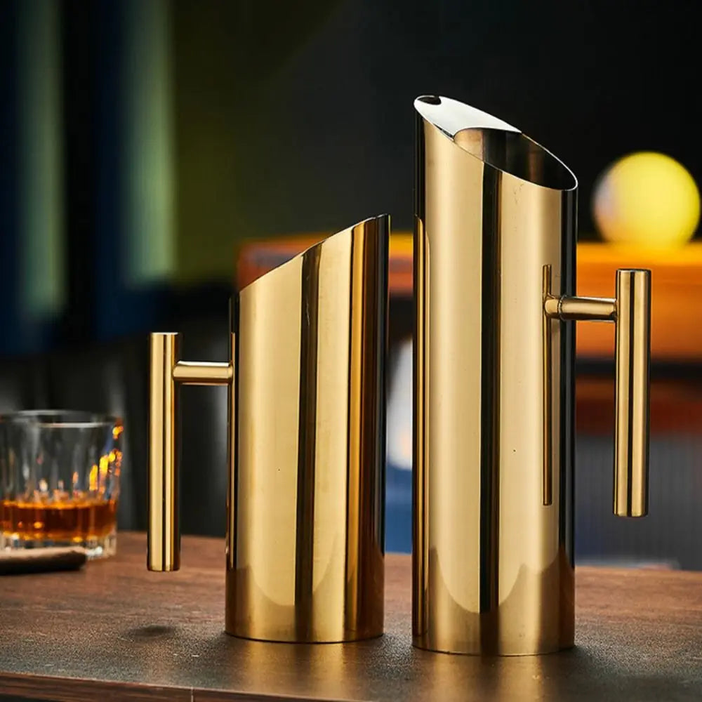 Coffee Jug 1/1.5/2L Stainless Steel Water Jug Large Capacity Straight Cold Kettle Splash Proof Silver/gold Pitcher KTV