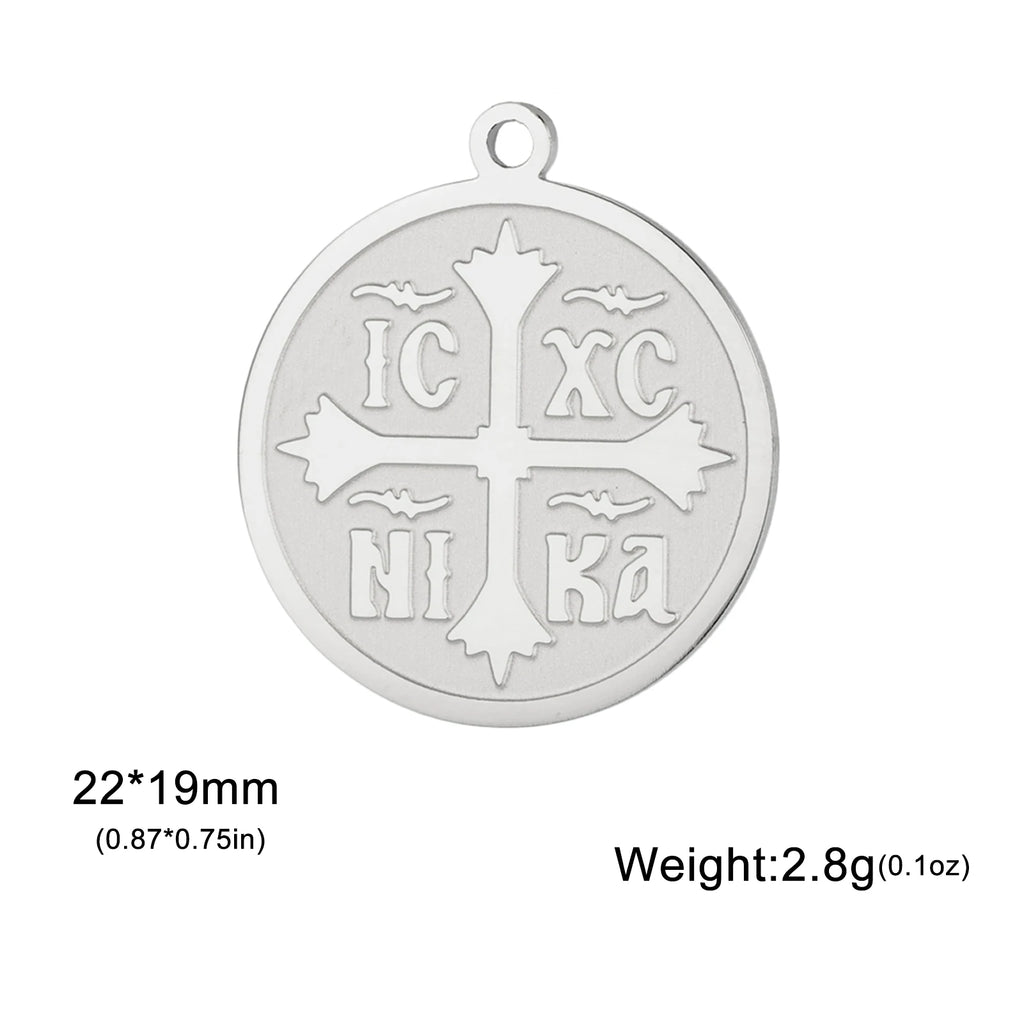 Stainless Steel Circle Cross Pendant for Necklace Earrings Bracelet Jewelry Set Gifts DIY Accessories Supplying Wholesale