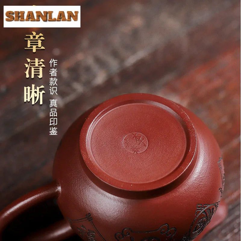 280ml Handmade Yixing Purple Clay Tea Pitcher Home Collection Raw Ore Dragon's Blood Sand Justice Cup Divide Chahai Zisha Teaset