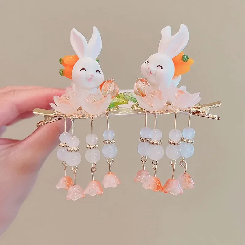 Children's Headwear Ancient Style Girl Hanfu Hair Bundle Wig Accessories Princess Dress Up Gift