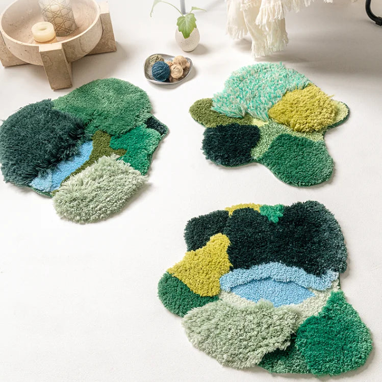 Nordic 3D Lawn Moss Rugs Carpet for Bedroom Living Room Green Forest Irregular Home Decor Chic Room Floor Mat Bedside Area Rug