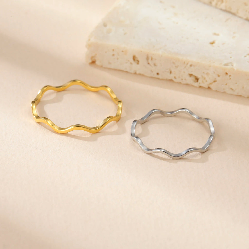 Skyrim Wave Ring Stainless Steel Gold Color V Shape Women‘s Finger Rings Minimalist Wedding Jewelry Gift Wholesale New In