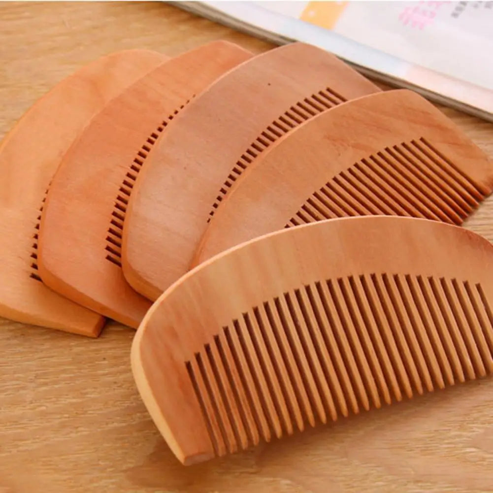 1 Pcs Natural Peach Wood Comb Close Teeth Anti-static Care Tools Hair Beauty Beard Accessories Wooden Massage Q3f4