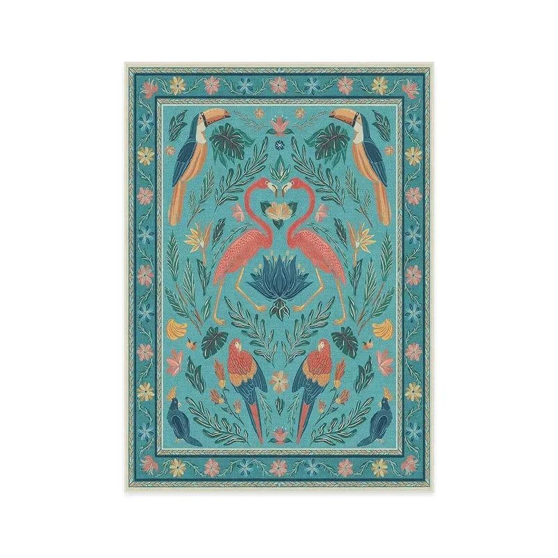 Living Room Large Carpet for Bedroom Bedside Floor Mat Bohemian Style Animal Plant Carpets Retro Home Decoration Rug 대형 거실 카펫