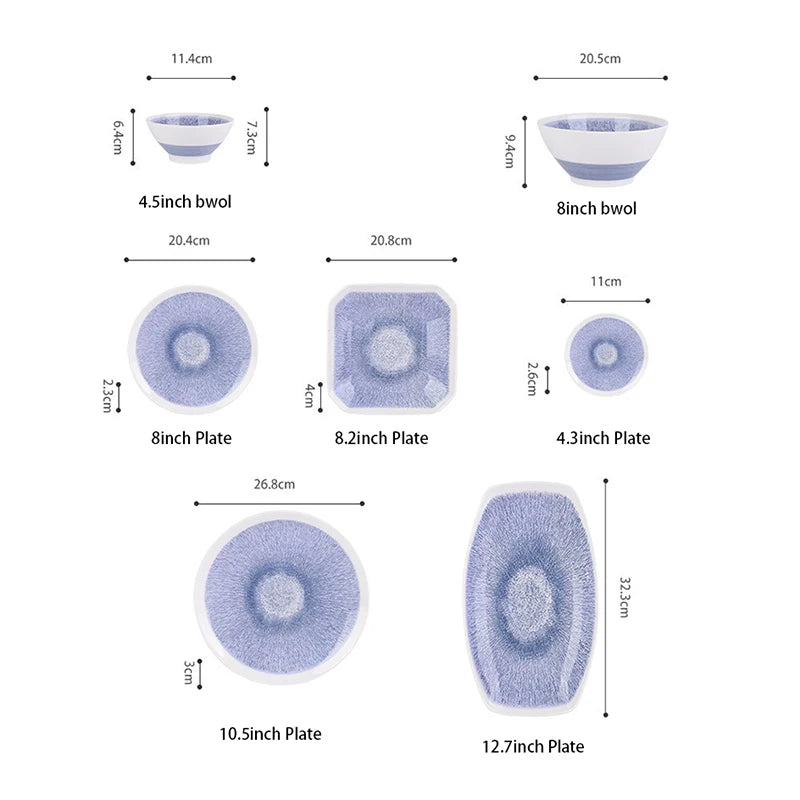 Purple Pupils Pattern Ceramic Tableware Chinese Ancient Fruit Snack Plate Seasoning Dipping Bowl Butter Dish Kitchen Tableware