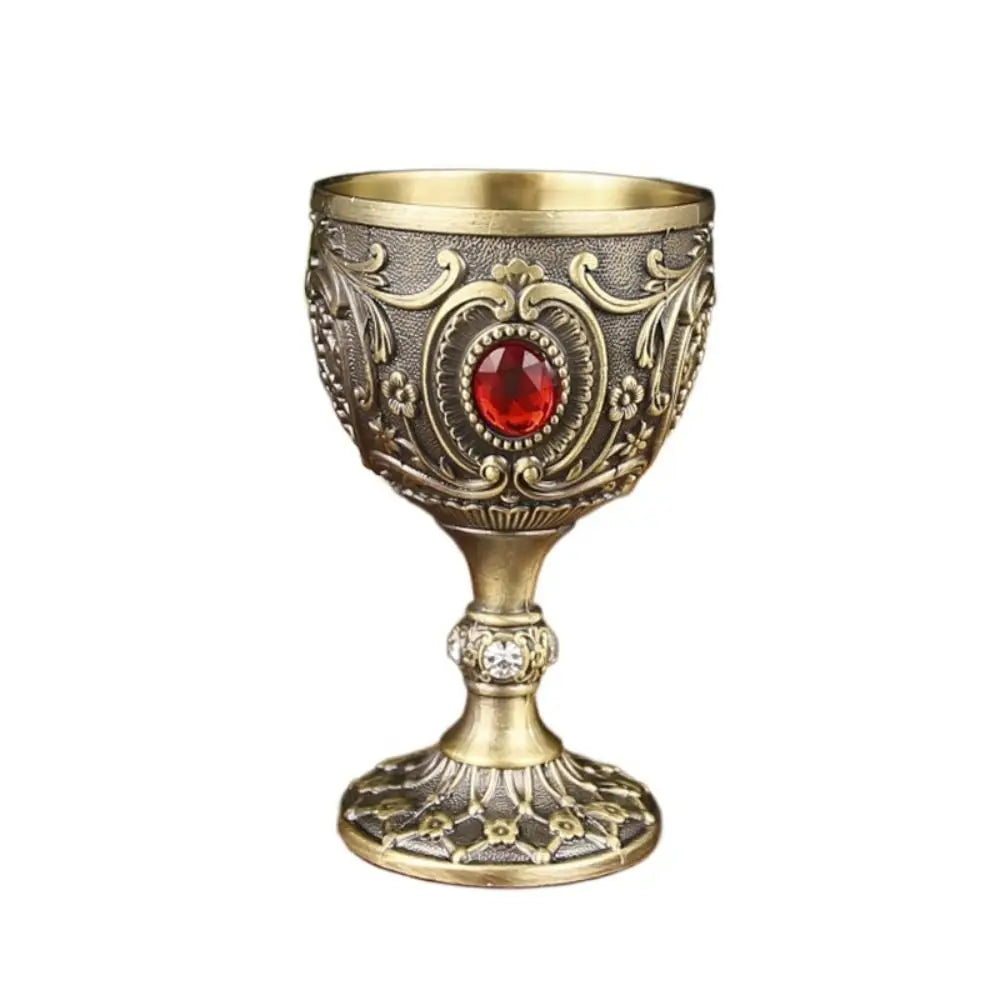 Drink Cup Embossed Vintage Metal Wine Cup Diamond-encrusted Anti-break Wine Glasses European Style Chalice Communion