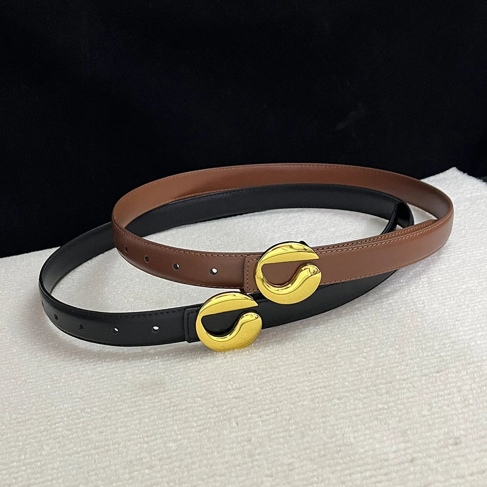 Ladies Leather Belt Retro Smooth Buckle Fashion Simple with Jeans CasuaI High Quality Leather  Waistband