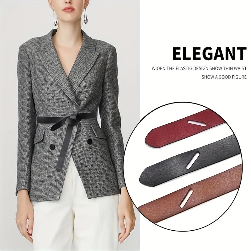 Knotted Strap Cowhide Belt Women Soft Genuine Leather Gothic Retro Luxury Designer Girdle Corset Dress Belts