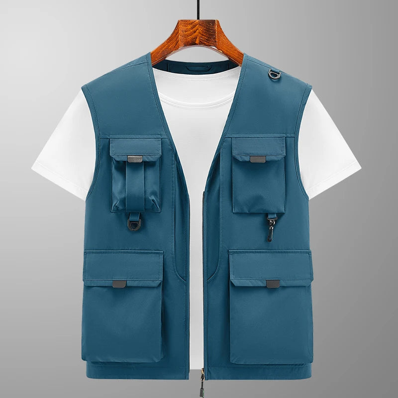6xl Big Size Multi-Pocket Vest Men Women Outdoor Sporting Fishing Vest Photography Work Clothes 5xl 4xl Casual Cargo Vest Jacket