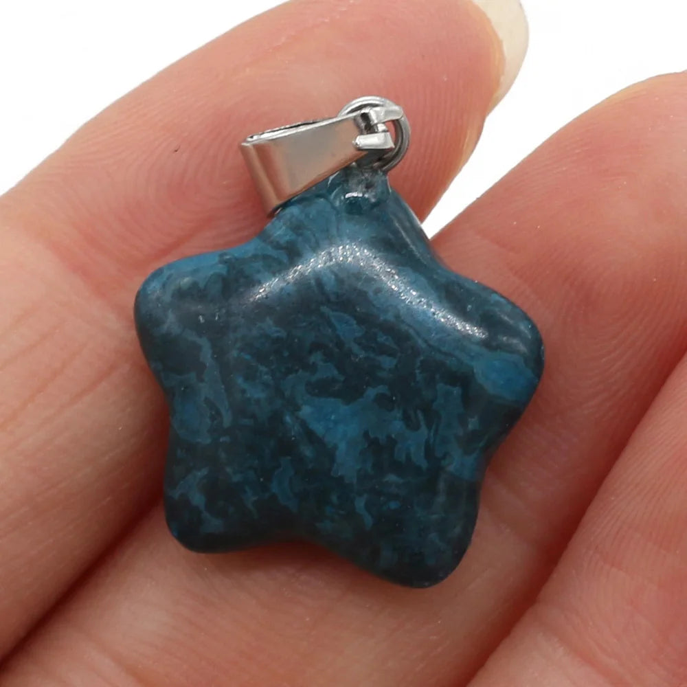 Natural Stone Pendant Rose Quartzs Agate Unakite Pentagram Shape Charms For Making DIY Jewelry Necklace Bracelet Size 20x20mm
