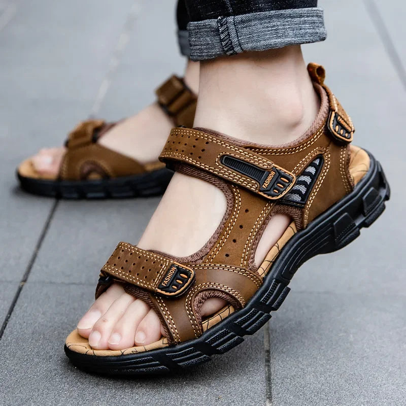 Brand Classic Mens Sandals Summer Genuine Leather Sandals Men Holidays Outdoor Casual Shoes Men Sandal Beach 2023