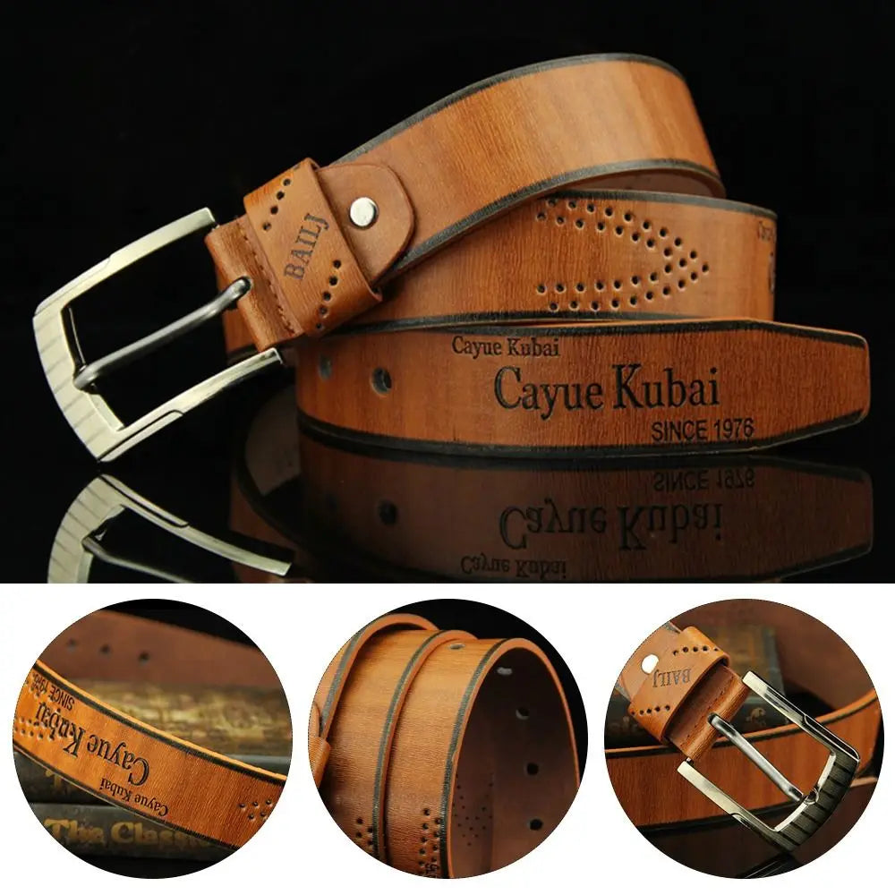 Men's Leather Belt Letter Print Luxury Classic Buckle Business Belts Cowboy Vintage Waistband Alloy Belts Durable