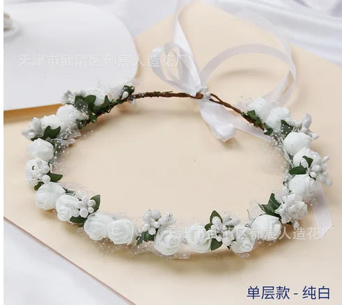 Bridal Flower Headband Bohemian Flower Crowns Floral Garland Wedding Wreaths Hair Vine Headpiece Wedding Hair Accessories