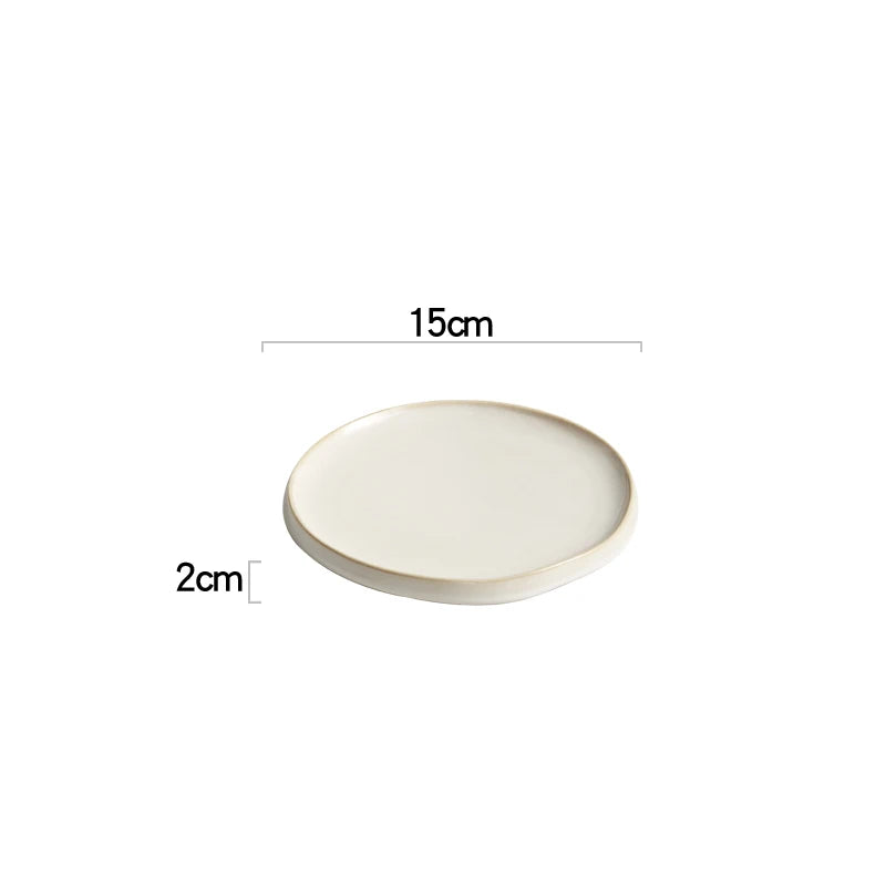 Simple Ceramic Dinner Plates Round Pasta Steak Plate Restaurant Solid Color Creative Tableware Snack Dessert Tray Cooking Dishes