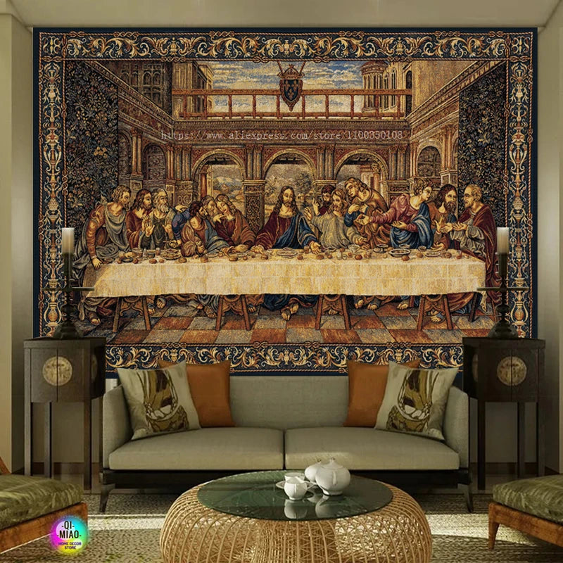 Jesus Tapestry  Home Decor Last Supper Wall Hanging Christ Artistic Polyester Fabric Cottage Dorm Wall Art  Home Decoration